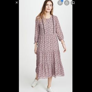 Madewell Midi Button Front Long Sleeve Dress